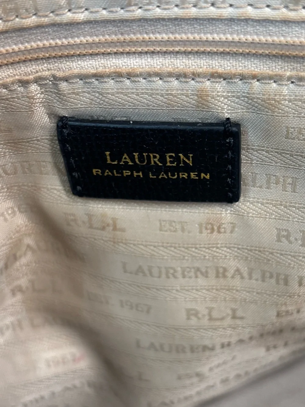Lauren Ralph Lauren Black Domed Satchel with Gold Accents